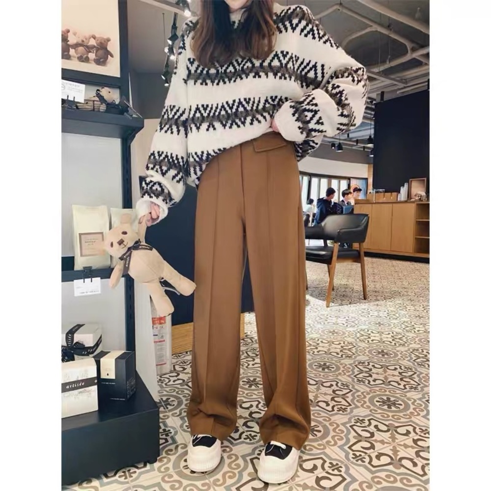 Caramel brown high waisted wide leg pants